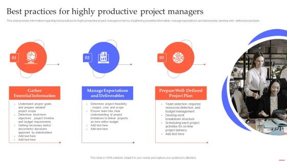 Best Practices For Highly Productive Project Efficient Project Administration By Leaders Graphics PDF