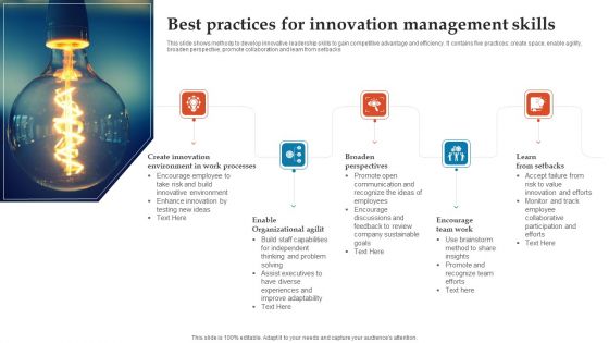 Best Practices For Innovation Management Skills Ppt Professional Guidelines PDF