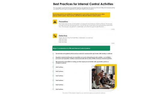 Best Practices For Internal Control Activities One Pager Documents