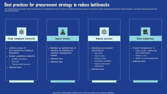 Best Practices For Procurement Strategy To Reduce Bottlenecks Guidelines PDF Best Practices For Procurement Strategy To Reduce Bottlenecks Guidelines PDF