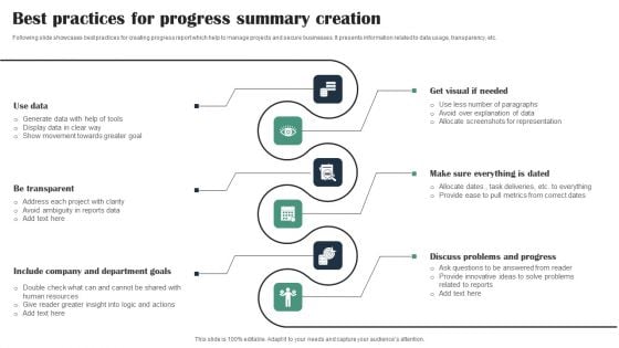 Best Practices For Progress Summary Creation Ideas PDF