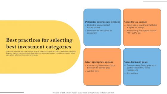 Best Practices For Selecting Best Investment Categories Download PDF