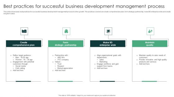 Best Practices For Successful Business Development Management Process Rules PDF