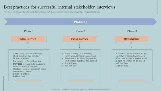 Best Practices For Successful Internal Stakeholder Interviews Background PDF