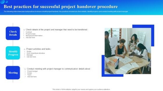 Best Practices For Successful Project Handover Procedure Icons PDF