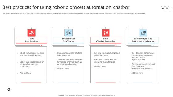 Best Practices For Using Robotic Process Automation Chatbot Mockup PDF