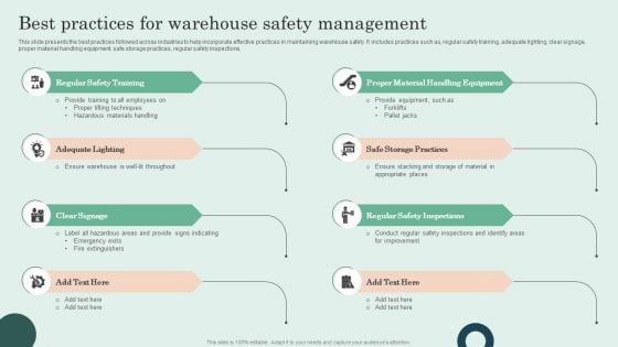 Best Practices For Warehouse Safety Management Infographics PDF
