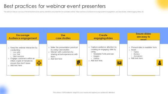 Best Practices For Webinar Event Presenters Infographics PDF Best Practices For Webinar Event Presenters Infographics PDF