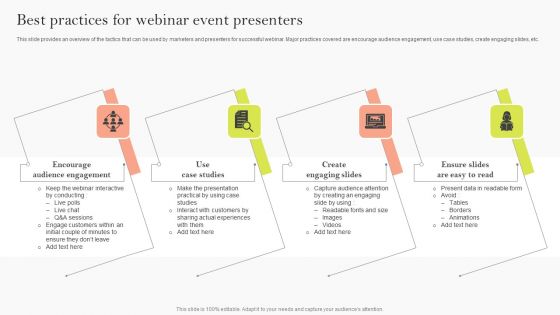 Best Practices For Webinar Event Presenters Ppt Outline Background Image PDF Best Practices For Webinar Event Presenters Ppt Outline Background Image PDF