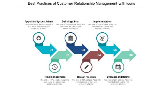 Best Practices Of Customer Relationship Management With Icons Ppt Powerpoint Presentation Model Show