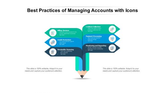 Best Practices Of Managing Accounts With Icons Ppt PowerPoint Presentation Professional Slide Portrait