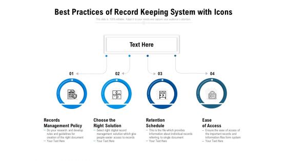 best practices of record keeping system with icons ppt powerpoint presentation icon vector