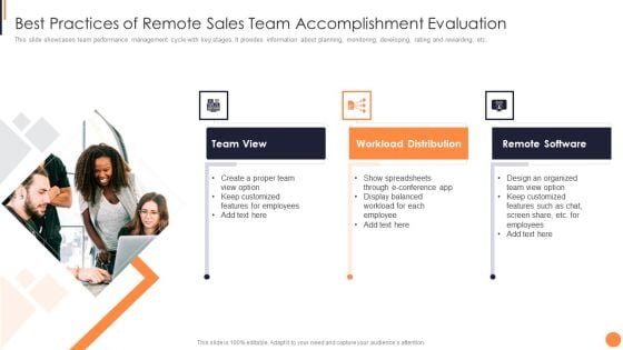 Best Practices Of Remote Sales Team Accomplishment Evaluation Information PDF