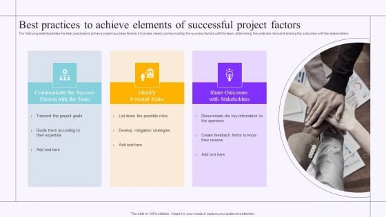 Best Practices To Achieve Elements Of Successful Project Factors Designs PDF