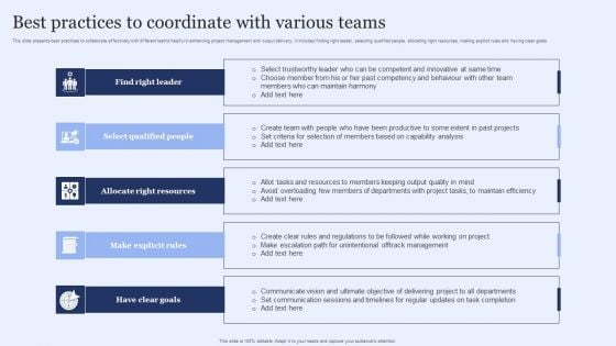 Best Practices To Coordinate With Various Teams Guidelines PDF