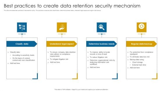 Best Practices To Create Data Retention Security Mechanism Topics PDF
