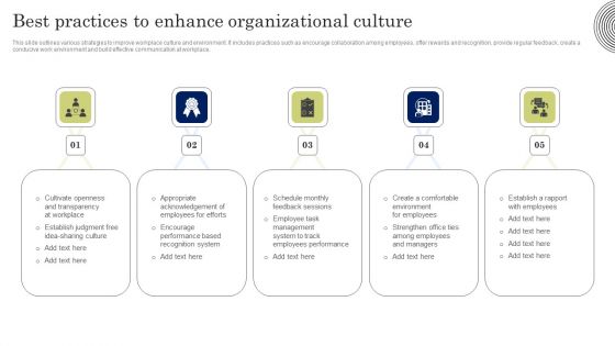 Best Practices To Enhance Organizational Culture Clipart PDF