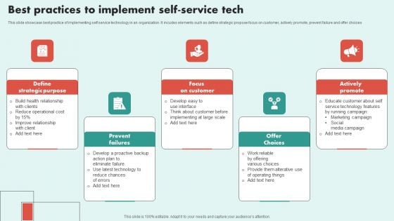 Best Practices To Implement Self Service Tech Template PDF