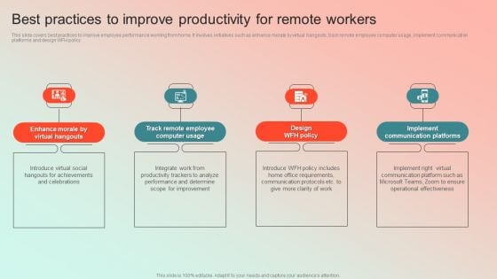 Best Practices To Improve Productivity For Remote Workers Background PDF