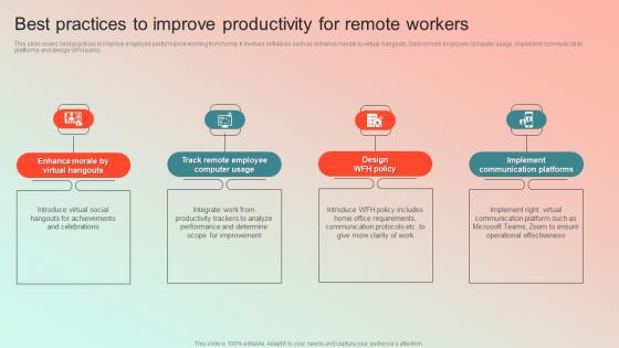 Best Practices To Improve Productivity For Remote Workers Background PDF Best Practices To Improve Productivity For Remote Workers Background PDF