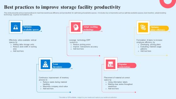 Best Practices To Improve Storage Facility Productivity Clipart PDF