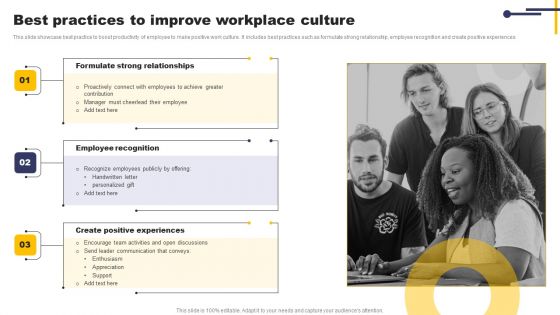 Best Practices To Improve Workplace Culture Microsoft PDF