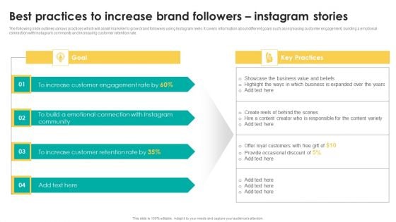 Best Practices To Increase Brand Followers Instagram Stories Graphics PDF