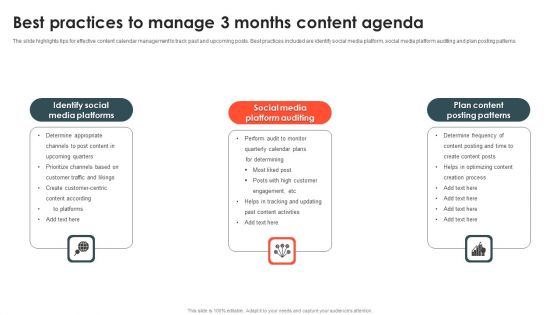 Best Practices To Manage 3 Months Content Agenda Guidelines PDF Best Practices To Manage 3 Months Content Agenda Guidelines PDF