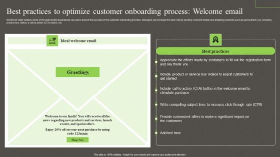 Best Practices To Optimize Customer Onboarding Process Welcome Email Ppt PowerPoint Presentation File Model PDF