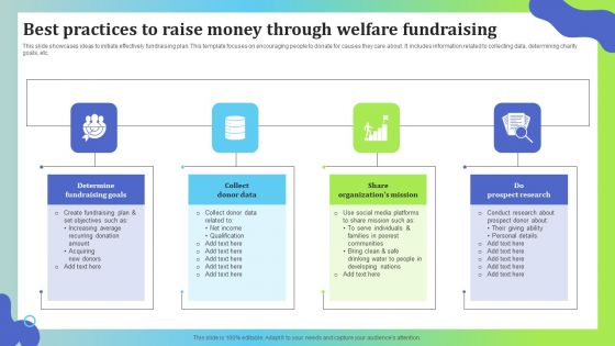 Best Practices To Raise Money Through Welfare Fundraising Diagrams PDF