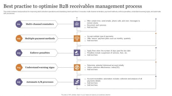 Best Practise To Optimise B2B Receivables Management Process Background PDF