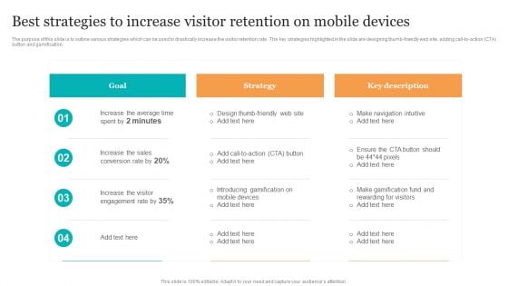 Best Strategies To Increase Visitor Retention On Mobile Devices Search Engine Optimization Services To Minimize Template PDF