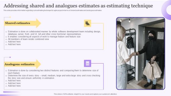 Best Techniques For Agile Project Cost Assessment Addressing Shared And Analogues Mockup PDF