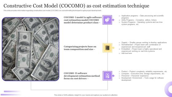 Best Techniques For Agile Project Cost Assessment Constructive Cost Model COCOMO As Cost Summary PDF