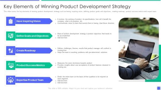 Best Techniques To Enhance New Product Management Efficiency Key Elements Of Winning Product Icons PDF