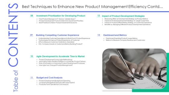 Best Techniques To Enhance New Product Management Efficiency Table Of CONTENTS Product Background PDF