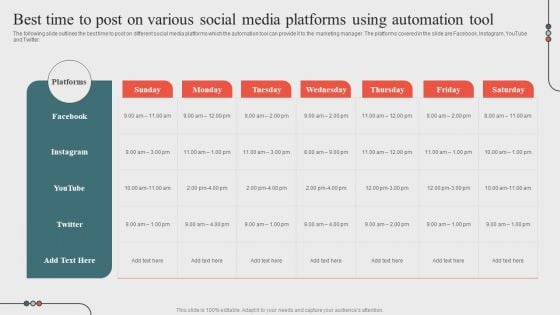 Best Time To Post On Various Social Media Platformsoptimizing Business Processes Through Automation Diagrams PDF