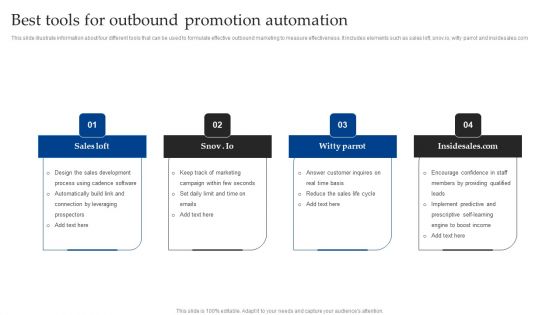 Best Tools For Outbound Promotion Automation Infographics PDF