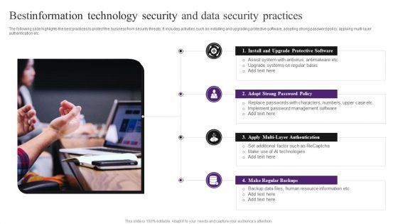 Bestinformation Technology Security And Data Security Practices Slides PDF