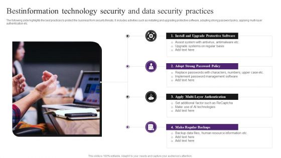 Bestinformation Technology Security And Data Security Practices Slides PDF Bestinformation Technology Security And Data Security Practices Slides PDF