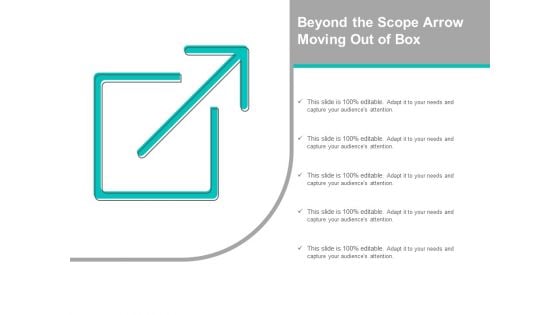 Beyond The Scope Arrow Moving Out Of Box Ppt PowerPoint Presentation Infographics Elements