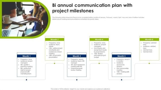 Bi Annual Communication Plan With Project Milestones Infographics PDF
