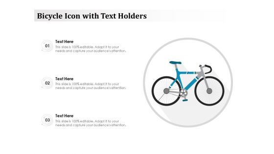 Bicycle Icon With Text Holders Ppt PowerPoint Presentation Gallery Summary PDF