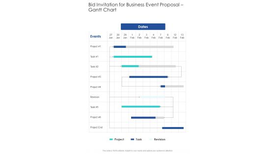 Bid Invitation For Business Event Proposal Gantt Chart One Pager Sample Example Document