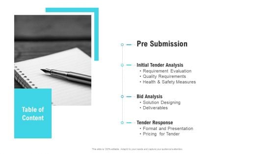 Bid Response Management Pre Submission Ppt PowerPoint Presentation Gallery Examples PDF