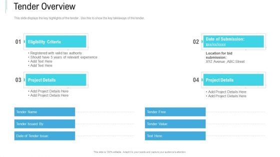 Bid Response Management Tender Overview Ppt PowerPoint Presentation Gallery Inspiration PDF