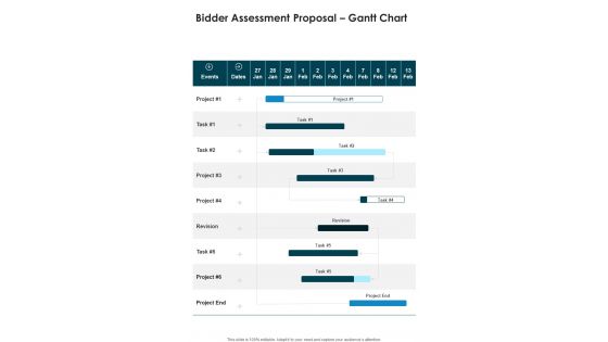 Bidder Assessment Proposal Gantt Chart One Pager Sample Example Document
