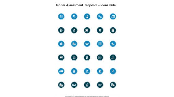 Bidder Assessment Proposal Icons Slide One Pager Sample Example Document Bidder Assessment Proposal Icons Slide One Pager Sample Example Document