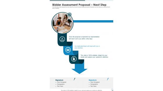 Bidder Assessment Proposal Next Step One Pager Sample Example Document