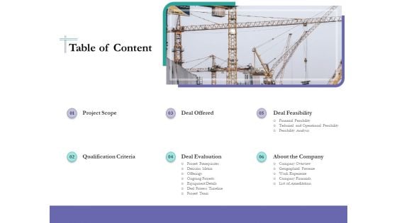 Bidding Cost Comparison Table Of Content Ppt Outline Background PDF